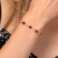 thumbnail image 4 of Gem Stone King 18K Yellow Gold Plated Silver Red Ruby Bracelet for Women | 5.00 Cttw | Gemstone July Birthstone | Oval 7X5MM | Fully Adjustable 9 inch, 4 of 6