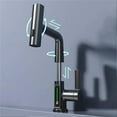 thumbnail image 4 of LED Temperature Display Faucet, Pull Out Design, 5 WaterModes, Copper Material, with G1/2 Universal Interface, for Bathroom Kitchen RV, 4 of 7