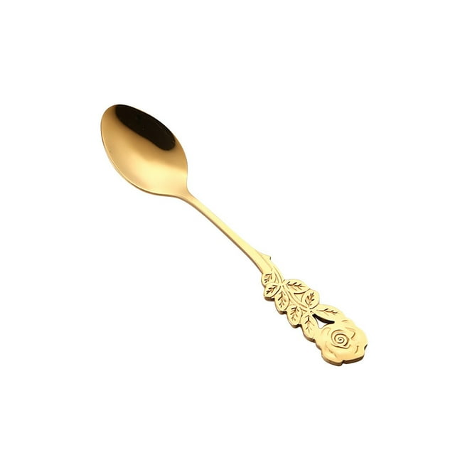 DPTALR Creative Stainless Steel Rose Spoon Coffee Stirring Spoon Dessert Spoon Couple Spoon
