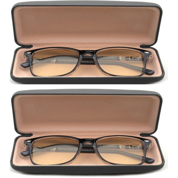 2 Pack Newbee Fashion - Blue Light Blocking Glasses Computer Glasses Reduce Eyestrain, Rectangular Plastic Frame, Handmade Acetic Acid Temple with Spring Hinge Clear Lens Glasses for Men, Women