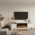 thumbnail image 5 of 70" White Engineered Wood TV Stand with Electric Fireplace Fits Up to 75" TVs, 5 of 7