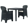 thumbnail image 1 of vidaXL 3 Piece Bistro Set Plastic Anthracite Rattan Look, 1 of 5