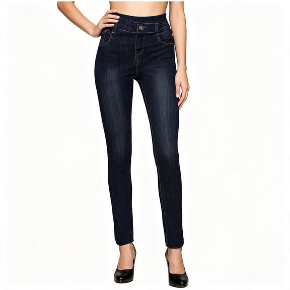 BCSIOAOI Womens Jeans,High Waisted Stretch Skinny Jeggings with Pockets Black L