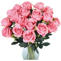 Zukuco 19.6” Artificial Silk Pink Roses Wedding Bouquet (10 Count)