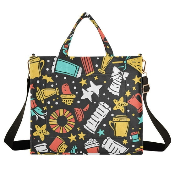 Stars Lifebuoy Cups Corduroy Tote Bag Handbag Large Messenger Bag Shoulder Crossbody Zipper Bag Purse