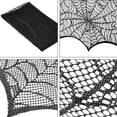 thumbnail image 3 of Round Lace Table Topper Black Spider Tablecloth and Fireplace Spider Decorations Lace Spiderweb Mantle Scarf Cover for Halloween Window, Dinner Party, Festival Party, Scary Movie Nights, 3 of 7