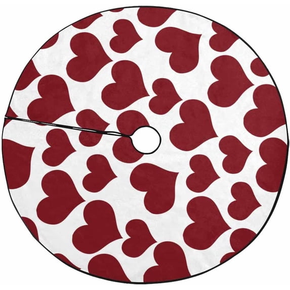 FMSHPON Love Hearts Xmas Christmas Tree Skirt Stand Mat for Holiday Party Decoration Indoor Outdoor 36 inches