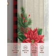 thumbnail image 6 of Christmas Poinsettia Sheer Curtains 84 Inch Length 2 Panels Set Window Treatments, Farmhouse Pine Needle Cone Check Rod Pocket Semi Curtains for Living Room/Bedroom/Kitchen Décor, 104"W x 84"L, 6 of 7