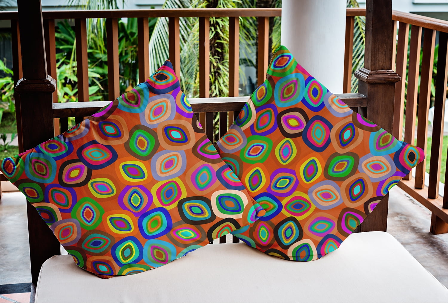20" x 20" Simply Daisy Modern Leaf Pile Polyester Indoor/Outdoor Pillow, Multi Qty 1