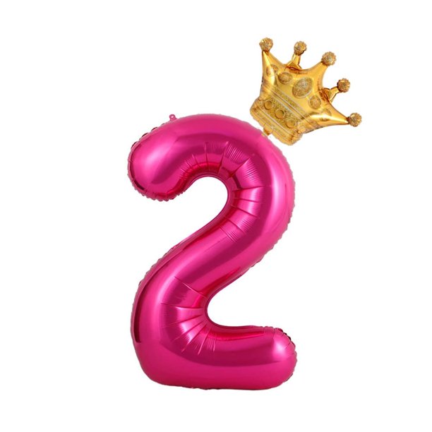 Set de globos Hengximaoyi, 40 cm, corona rosa intenso, número 2