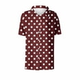 thumbnail image 4 of Ashyfjp Womens Tops Fashion Casual Oversized Free-Fit Polka Dot Short-Sleeve Button Turn Down Collar Shirt Top, Wine, S, 4 of 6