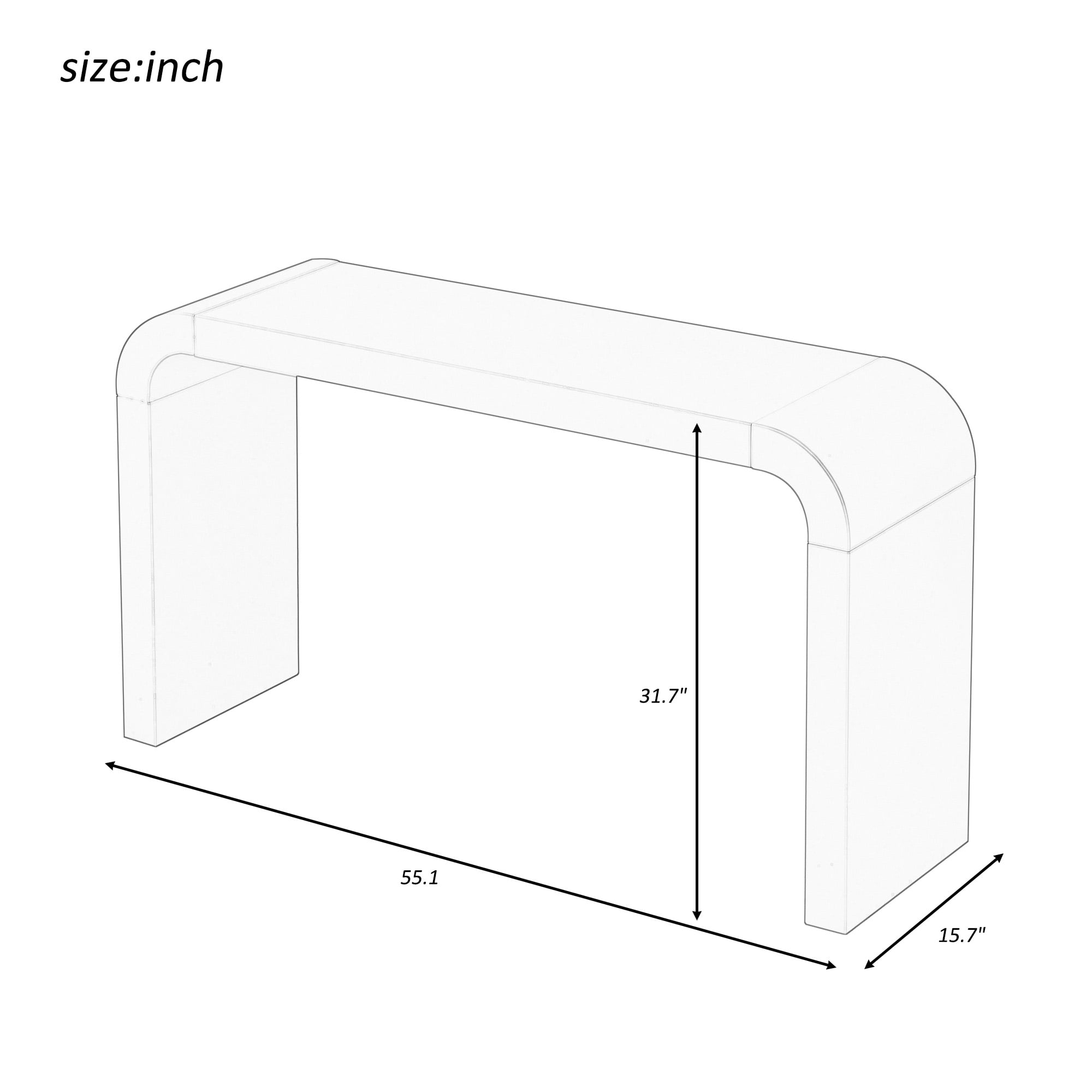 Euroco 55" Long Console Table Sofa Table,Minimalist Acacia Vneer Entryway Table with 2 Legs Suitable for Narrow Spaces and Living Room,White