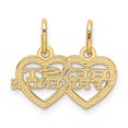 thumbnail image 3 of 14k Yellow Gold Double Heart BEST FRIENDS Break-apart Charm Pendant, 3 of 4