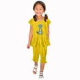 thumbnail image 1 of Chemises pour Filles, Ensemble Deux Pièces Été Col Rond Petit Imprimé Manches Courtes Manches Volantes Taille Élastique Pantalon Court, 1 of 5