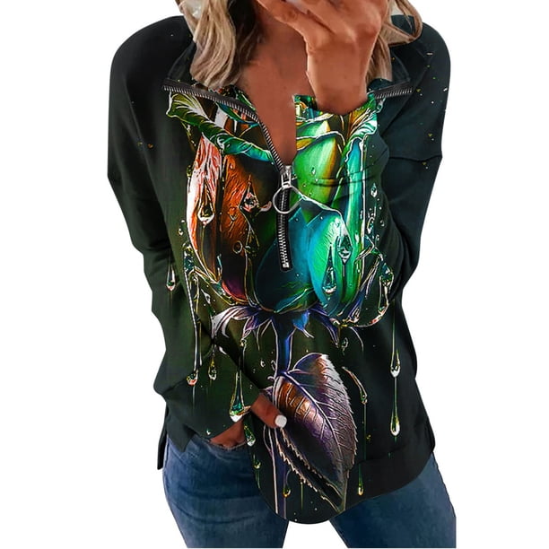 ICHUANYI Clearance Women's Fashion Printed Loose T-shirt Long Sleeves Blouse Round Neck Casual Tops Sweatshirt Hoodies ICHUANYI "ICHUANYI"