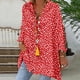 thumbnail image 2 of Tops de mujer Fshion Impreso Single Breasted Camisa de manga larga Blusa Tops Pompotops FGAJ20453, 2 of 8