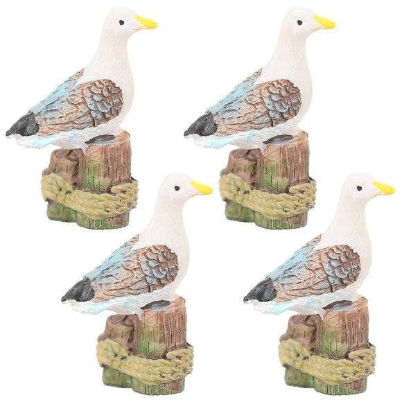 KAKOWELY Seagull Decorative Figurines Miniature Bird Resin Ornaments for Fairy Garden Decoration Assorted Color,1.57"X1.18"X0.79"