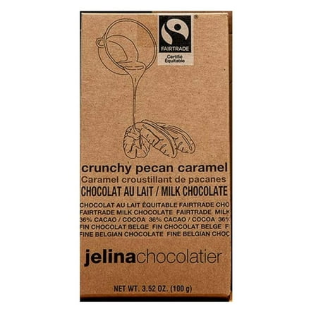 Jelina Chocolates Crunchy Pecan Caramel 37% Milk Chocolate Pack of 8