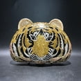 thumbnail image 2 of Pooflower Animal Purse Tiger Face Diamond Hollow Out Clutch Bag Women Chain Mini Handbag Crystal Wedding Party Evening Bag, 2 of 3