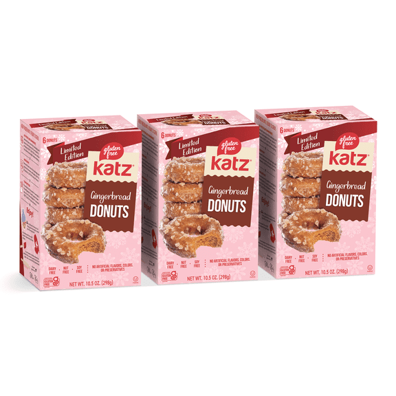 Katz Gluten Free Gingerbread Donuts |Gluten Free, Dairy Free, Nut Free, Soy Free, Kosher | (3 Pack, 10.5 Ounce Each)