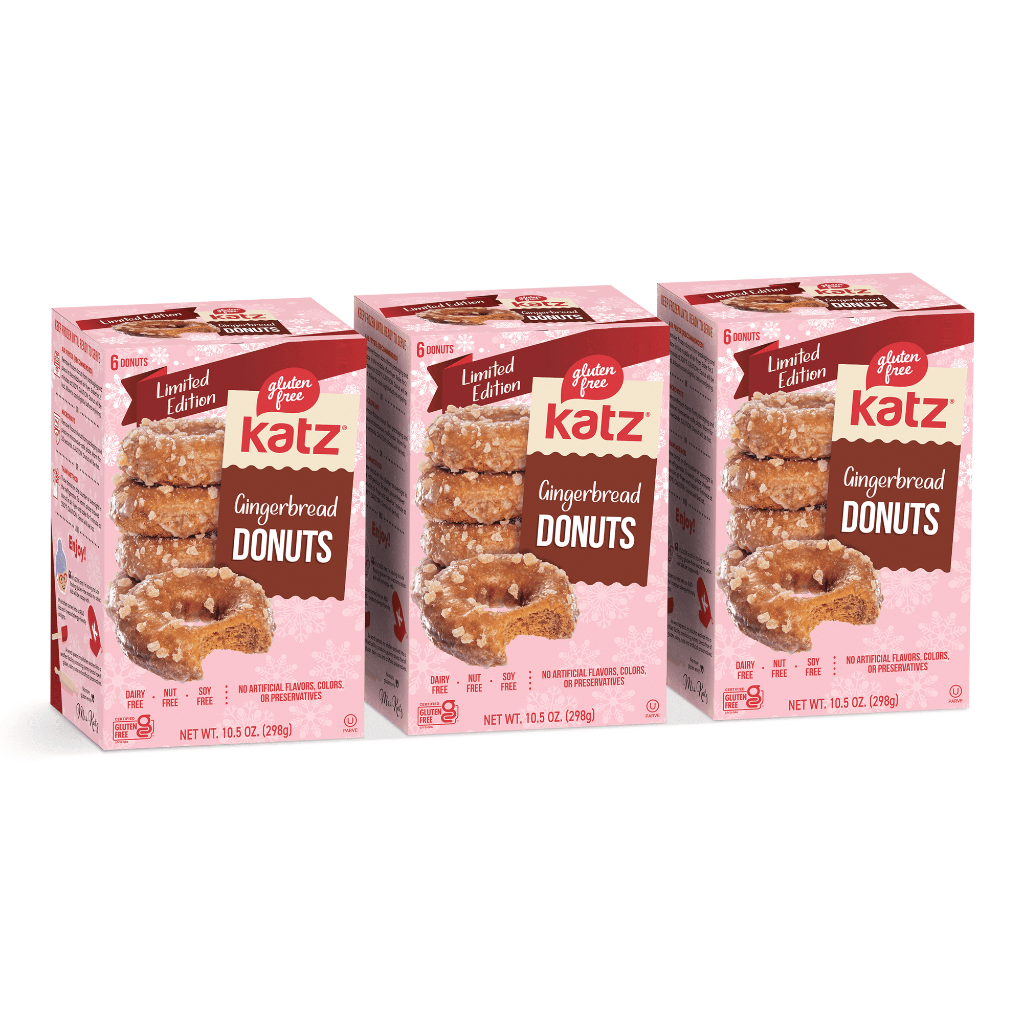 Katz Gluten-Free Gingerbread Donuts |Gluten-Free Dairy Free Nut Free Soy Free Kosher | (3 Pack 10.5 Ounce Each)