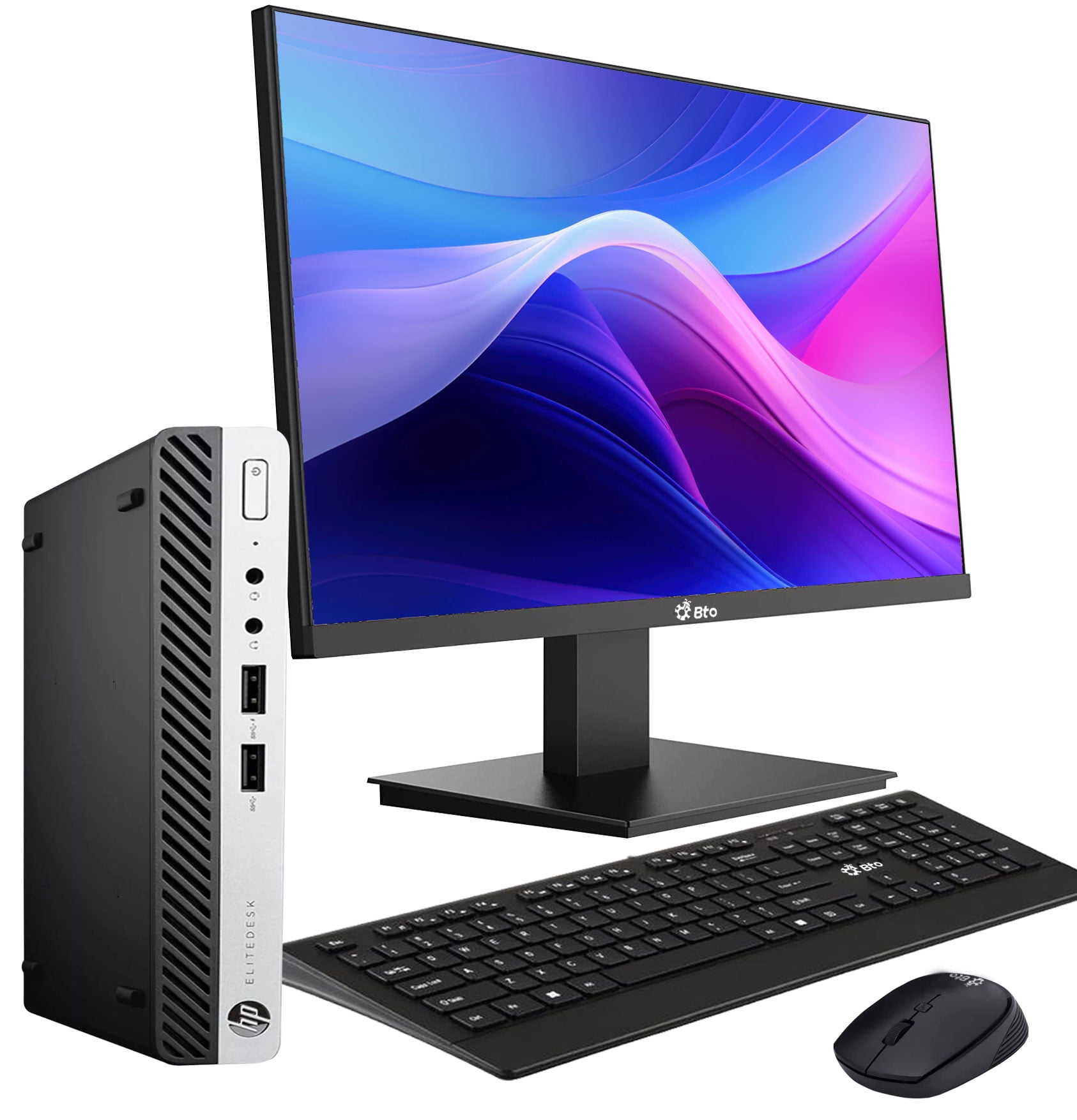 Restored HP Prodesk 400 G4 Desktop Mini PC Intel Quad-Core i5-8500T, 16GB Ram, 256GB SSD, 22 inch Monitor, WiFi, Keyboard and Mouse, Windows 11 Pro (Refurbished)