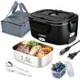 thumbnail image 1 of Electric Lunch Box Food Heater| 80W Rapid Heating 3-in-1 (Car 12V/24V & Home 110V) | 1.5L Portable Food Warmer Leak-Proof 304 Stainless Steel | Perfe, 1 of 7