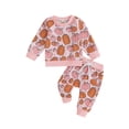 thumbnail image 1 of SUNSIOM Baby 2Pcs Halloween Outfits Long Sleeve Pumpkin Pattern Sweatshirt + Pants Set Toddler Clothes, 1 of 8