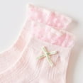 thumbnail image 3 of Odeerbi Ruffle Cotton Socks for Kids Girls Cute Soft Crew Socks Summer Princess Lace Breathable Bow Socks Students Solid Color Socks, 3 of 5