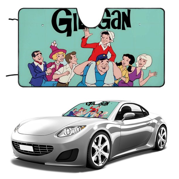 Las Nuevas Aventuras de Gilligan Parasol para Parabrisas Delantero Protector Plegable, Visera Solar para Auto Bloquea Rayos UV Mantiene tu Vehículo Fresco 130cm*70cm