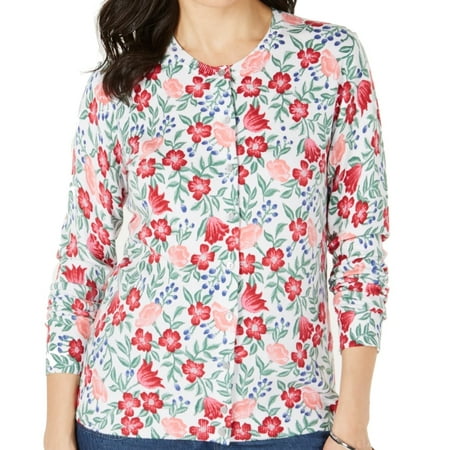 Womens Sweater Medium Cardigan Button Down Floral M