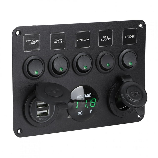 Interruptor basculante Jadeshay barco LED 5 bandas voltímetro digital