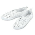 thumbnail image 2 of Collections Etc Women's Laser-Cut Pattern Stretch Slip-On Sneakers White 8, 2 of 2