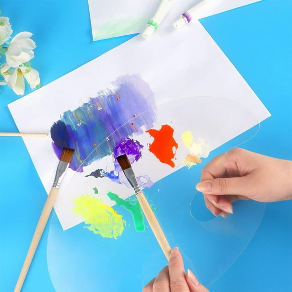 2 piezas de placa de pintura de acrílico transparente, Protector de pintura, película de artista, tablero antiadherente, bandeja de soporte BLESIY Placa de pintura de arte
