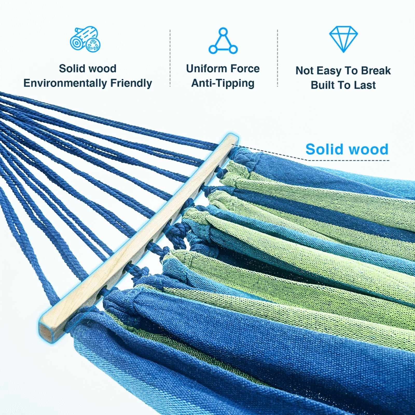 KEESTP Comfortable 2 Person Hammock with Stand,Ease of Assembly Portable Brazilian Hammock,450lb Capacity - Wideblue