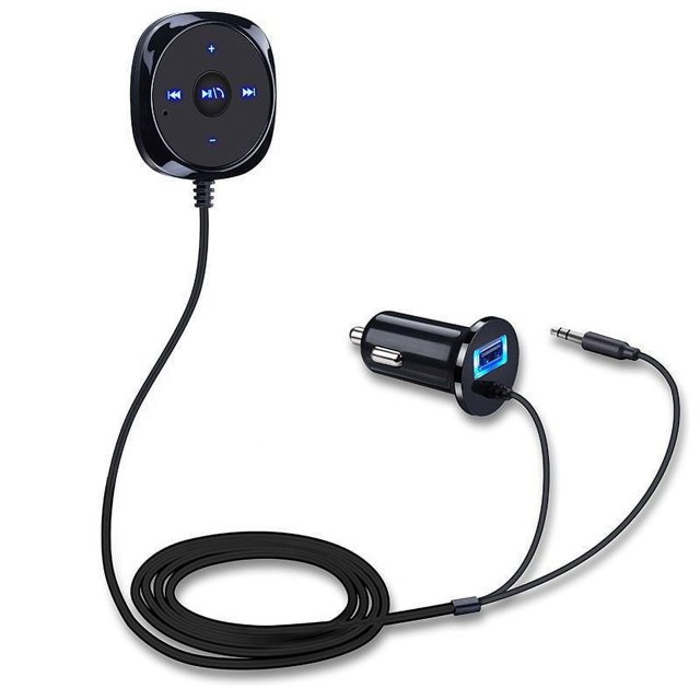 Kit de coche Bluetooth, receptor Bluetooth, adaptador de audio manos libres Bluetooth 4.1 con micrófono, base magnética y aislador de suelo de ruido para audio de coche