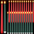 thumbnail image 1 of HSHDLDF 24 Packs Flameless Taper Candles Battery Operated 11 Inch Long Candle Light LED Flameless Candlesticks Fake Candles Flickering Tapered Candles for Valentine's Day, Wedding(Red, Green), 1 of 6