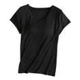 thumbnail image 2 of Womens T Shirts Summer Tops 2025 Short Sleeve Crewneck Padded Basic Tees with Built in Bra Tshirts Shirts for Women, 2 of 5