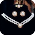 thumbnail image 2 of Juego de collar y aretes de perlas, gargantilla de perlas, collar de perlas de imitación, collar de perlas, pulseras de perlas, conjunto de aretes, joyería para mujeres y niñas, regalo, 2 of 4