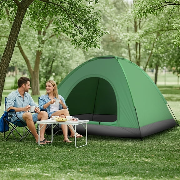 UBesGoo 3-4 Person Outdoor Camping Waterproof Tent Fast Family Dome, Dark Green