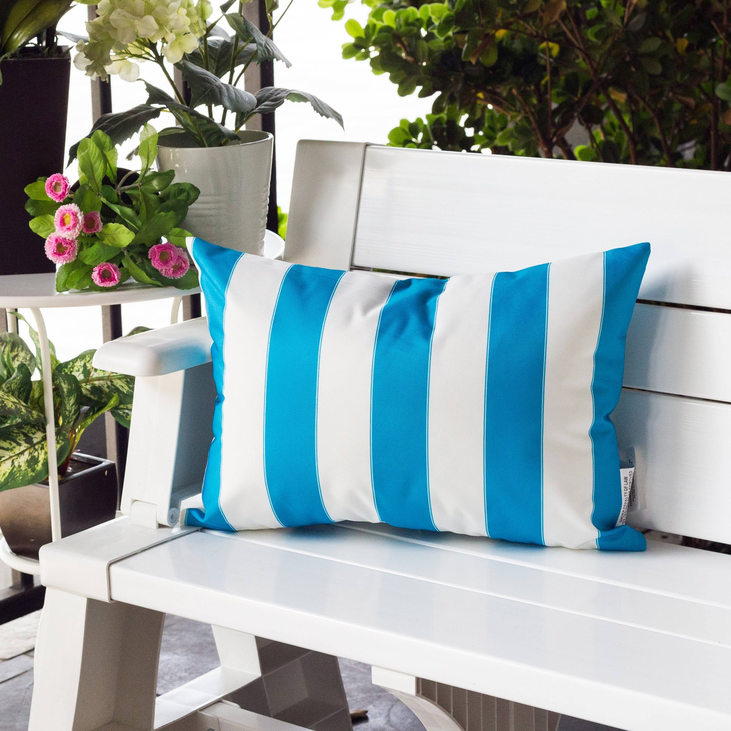Riley Aqua Rectangular Outdoor Throw Pillow