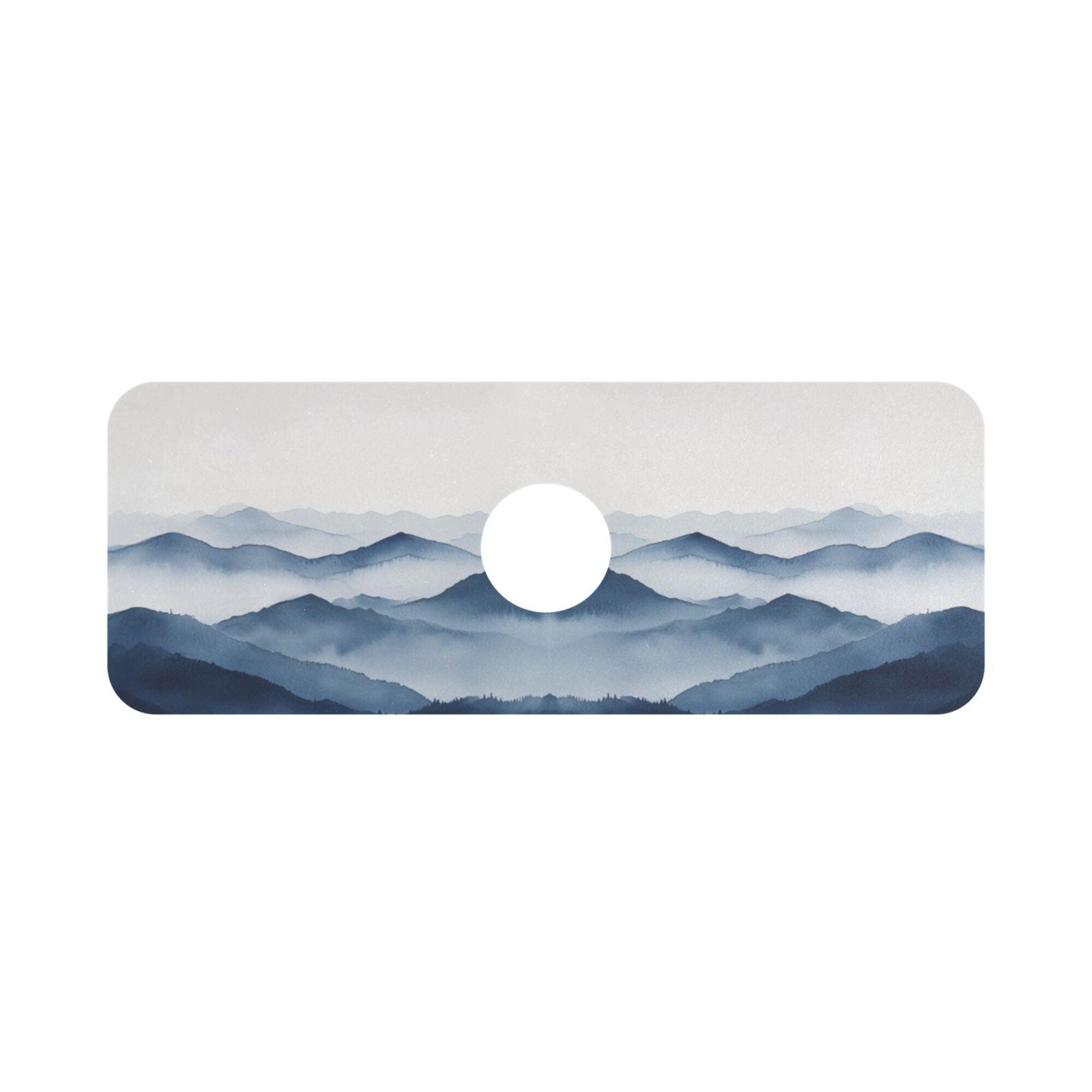 Yayeee Faucet Mat for Kitchen Sink 14.7" Diatomite Long Splash Guard Pad, Watercolor Mountains