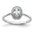 thumbnail image 3 of 925 Sterling Silver Rhodium Aquamarine and Diamond Ring Size 8, 3 of 6
