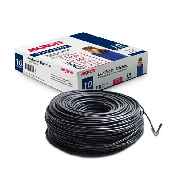 Cable De Cobre Akron Calibre 10 90mts Negro