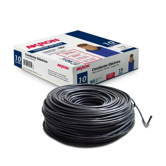 Cable De Cobre Akron Calibre 10 90mts Negro
