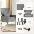 thumbnail image 6 of Daluvenix Velvet Accent Chair for Living Room, Modern Arm Chair with Pillow, Single Sofa Lounge Chair for Bedroom & Reading Room, Grey, 6 of 8