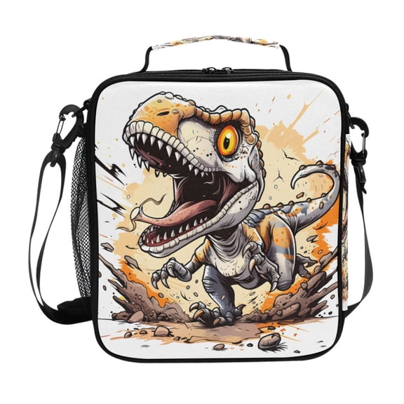 Haosy Orange Cute Dinosaur Reusable Lunch Box Men/Women Insulated Lunch Bag for School Picnic Travel