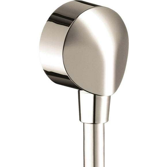 hansgrohe FixFit Handheld Shower Wall Outlet 1/2-inch Thread Connection Round Modern Flush Mount in Polished Nickel, 27458833