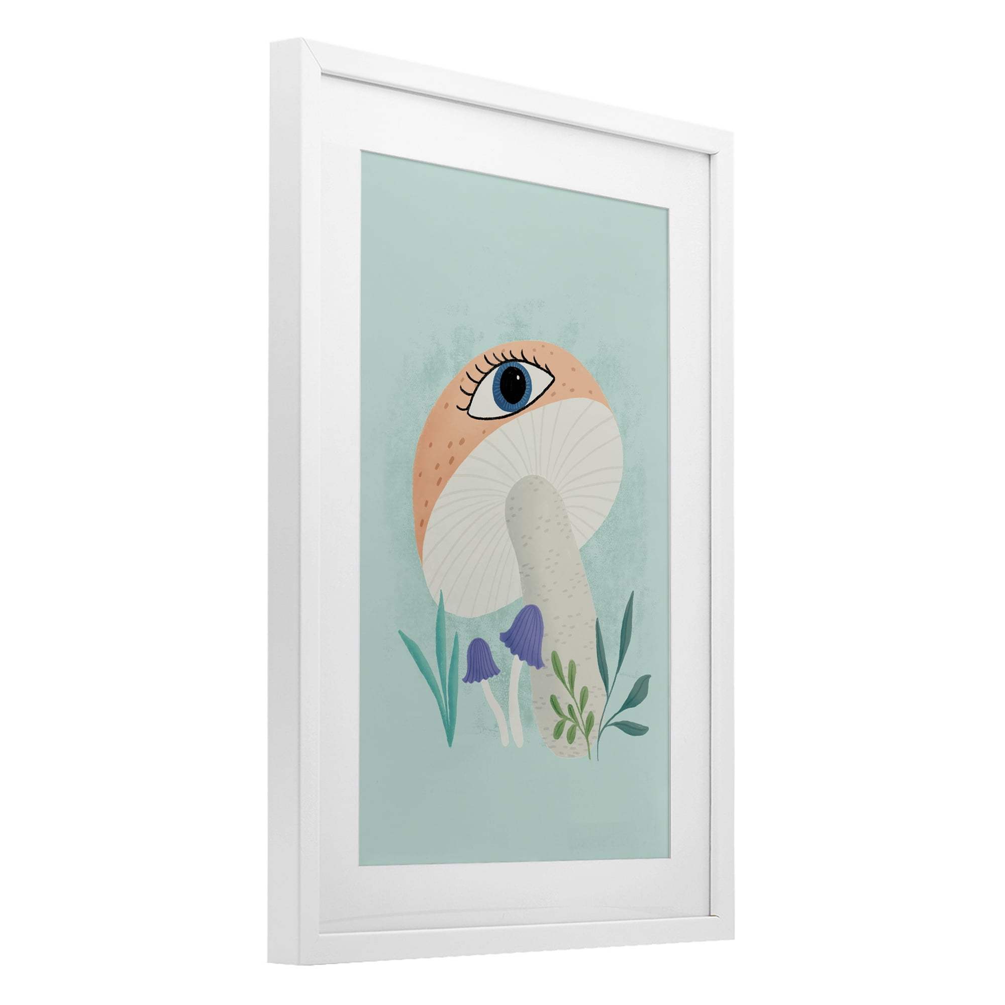 Stupell Industries Mushroom with Mystical Eye White Framed Print Under Glass, design by Metka Hiti