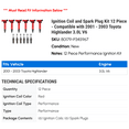 thumbnail image 2 of Ignition Coil and Spark Plug Kit 12 Piece - Compatible with 2001 - 2003 Toyota Highlander 3.0L V6 2002, 2 of 2
